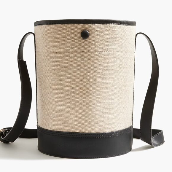J. Crew Factory Handbags - J. Crew Natural/Black Canvas Bucket Bag/NWT